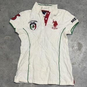 U.S. Polo Assn. White and Red Short Sleeve Polo